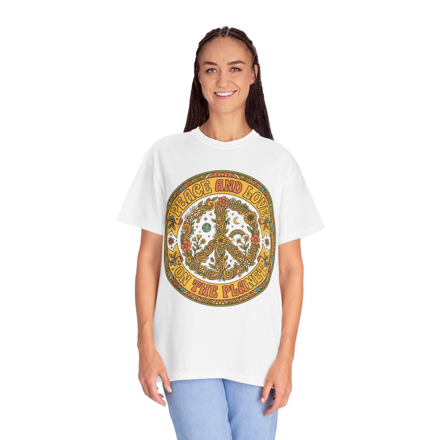 Peace & Love Retro Peace Sign T-Shirt — "Peace and Love to the Planet"