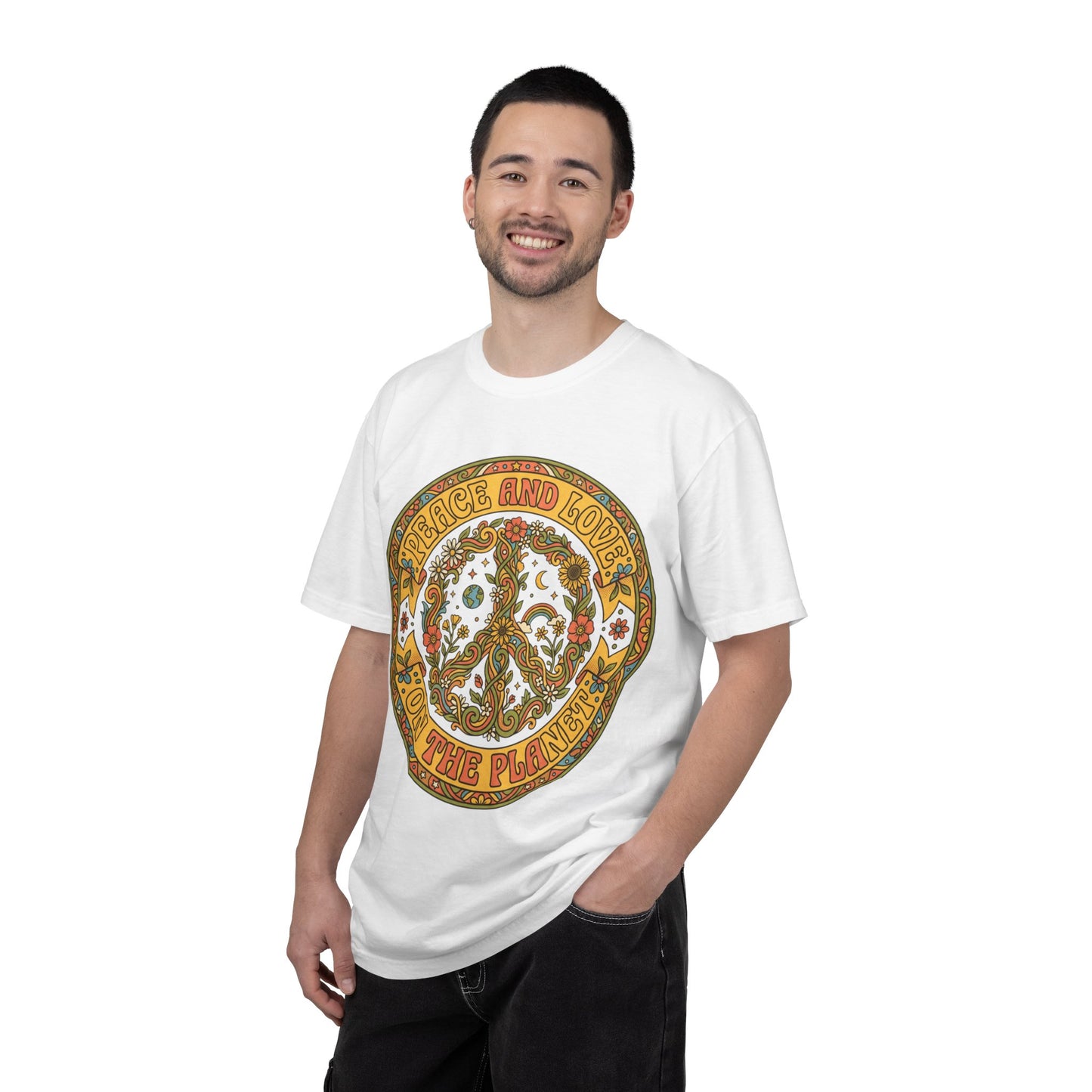 Peace & Love Retro Peace Sign T-Shirt — "Peace and Love to the Planet"