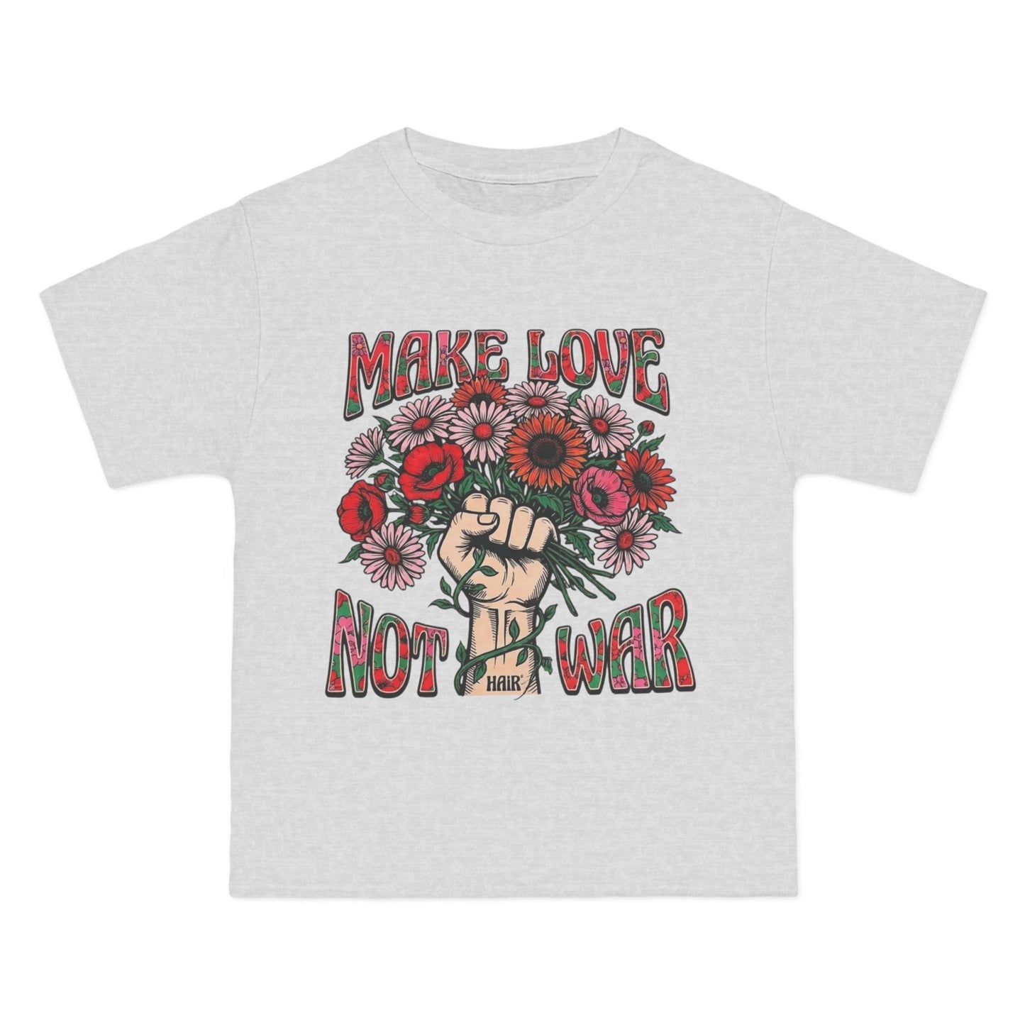 Make Love Not War T-Shirt — Retro Fist & Flowers Peace Tee