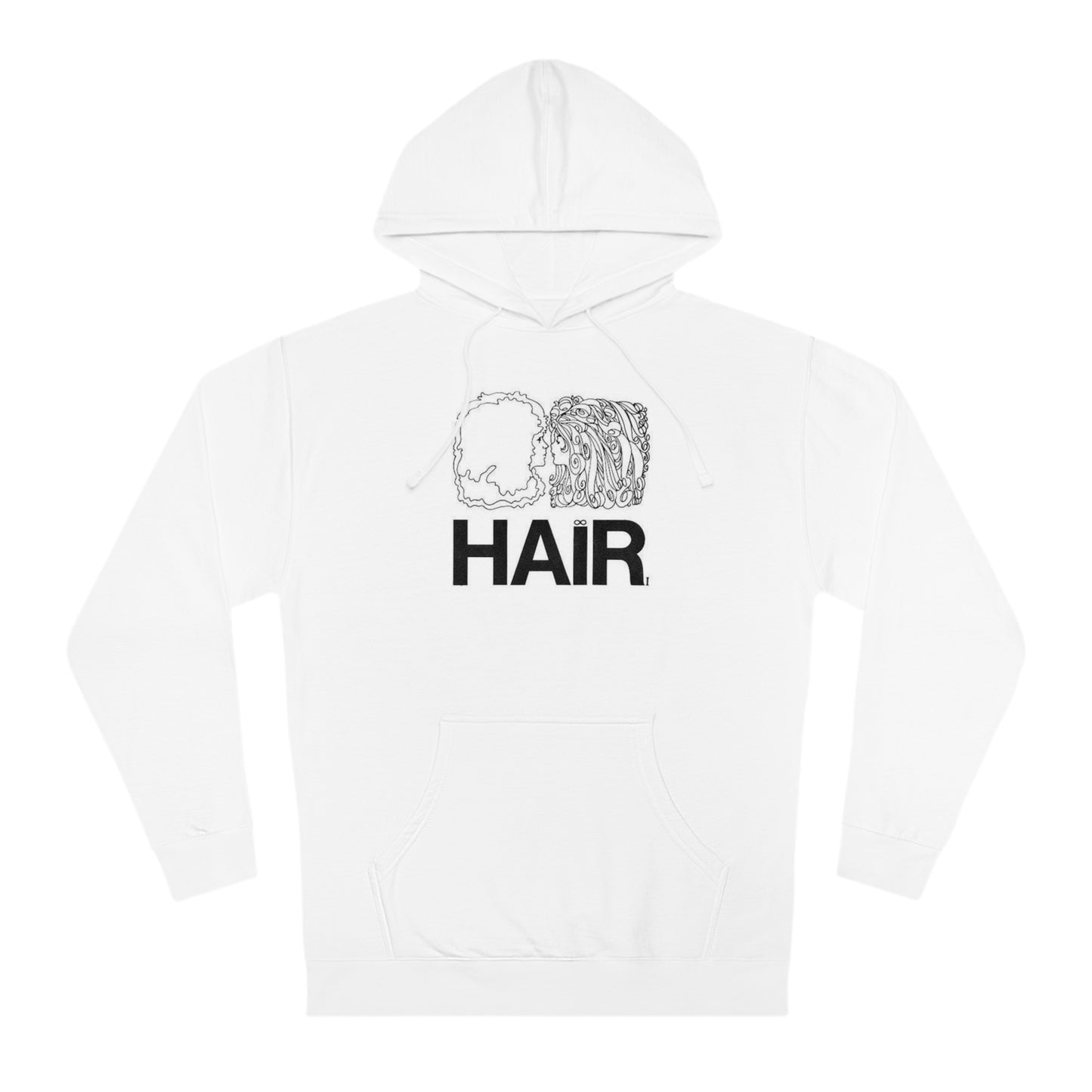 A white Hoodies with image and text with background white