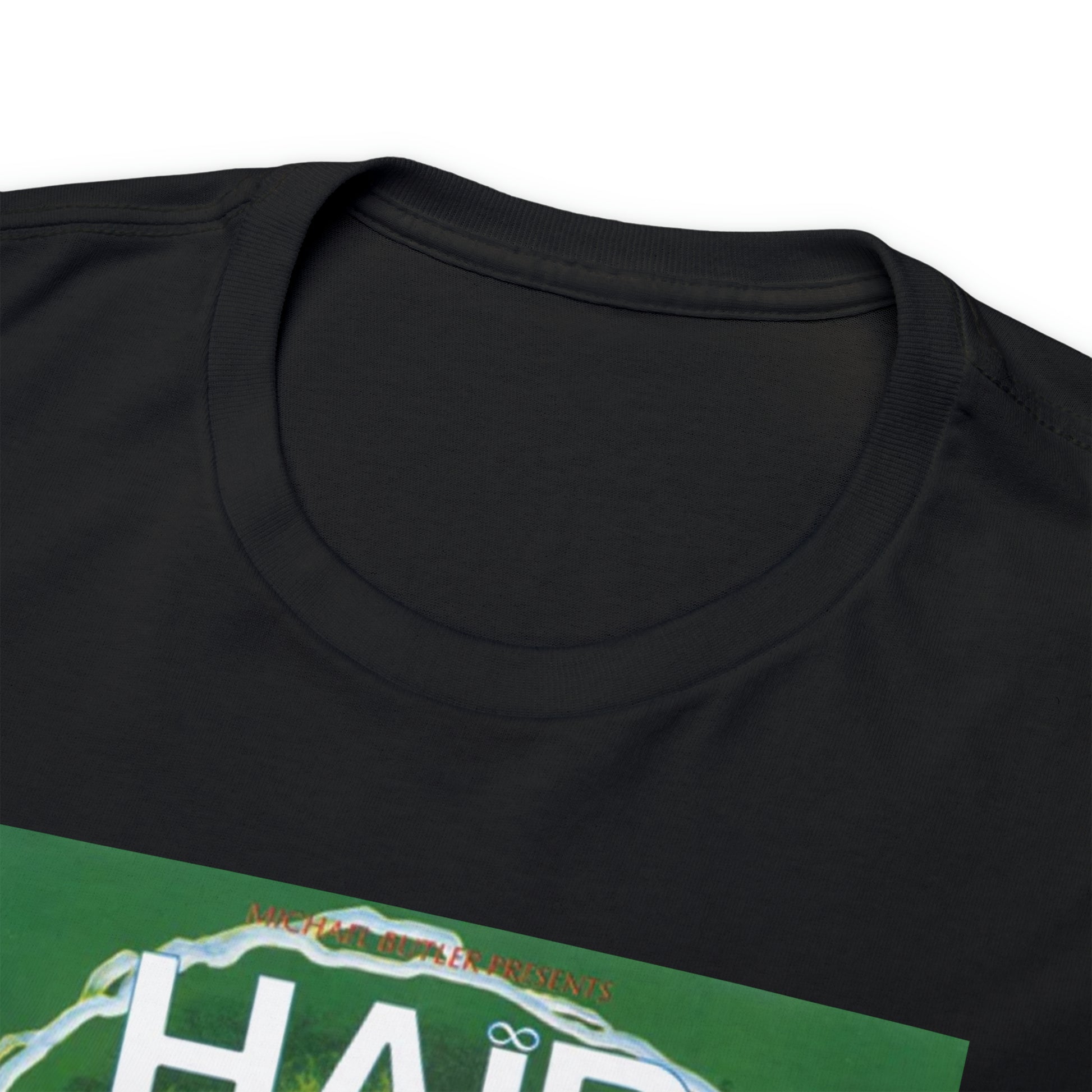 HAiR tee shirt with black color with white background